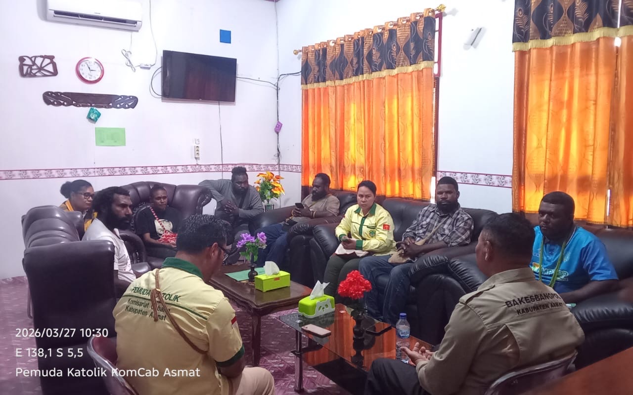 Menjalin Sinergi dalam Semangat Pengabdian, Pemuda Katolik Komcab Asmat Audiensi Bersama Kesbangpol